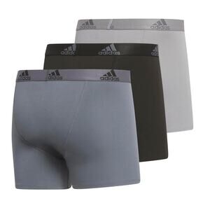 NWT Men's Adidas 3-Pack Stretch Trunk Boxer Briefs, Dark Gray Gray Black